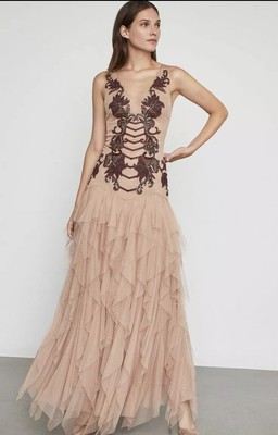 bcbgmaxazria embroidered tulle gown