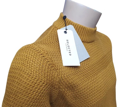 Jersey de manga larga de algodón mostaza cuello alto Slhmelvin SELECTED HOMME Reino Unido Precio de venta sugerido por el fabricante 45 GBP - Imagen 3 de 7