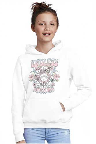 Boho Celestial Sun Face Endless Dreams Roses Youth Girls Hoodie Sweatshirts Kids - Picture 5 of 7