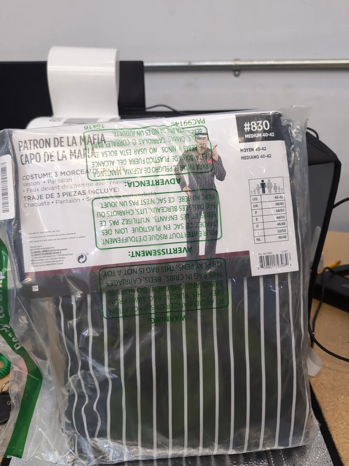 Halloween costume Mob Boss Gangster Adult Medium 3 Pieces - Image 2 of 2