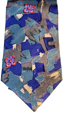 Adolfo Brand Abstract Multicolored with Flowers 100 Imported Silk Men's Necktie
