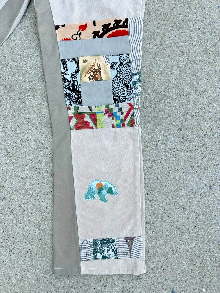 Upcycled Men's Patchwork Stonewashed Jeans Size 33X32 Rework Handmade - Image 3 of 4