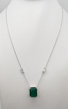  60,000 NEW 16.78ct GIA Colombian Emerald VS H Diamond 18k White Gold Necklace