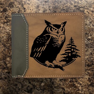 Great Horned Owl Leather Wallet Bifold Premium Quality NEW