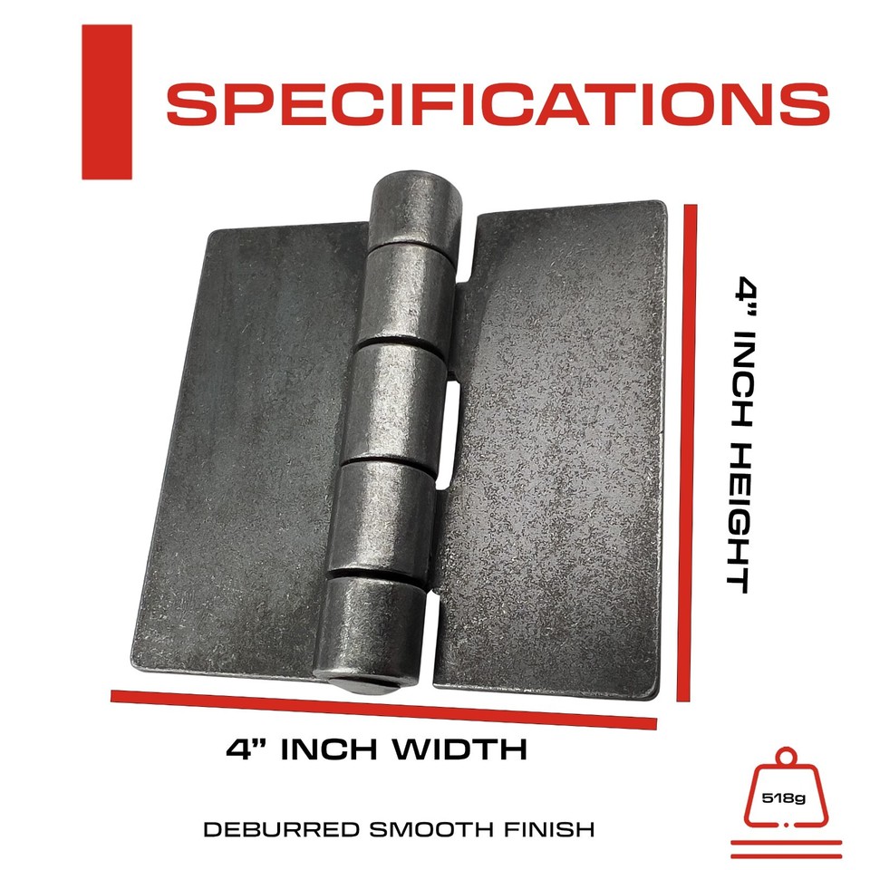 Sidco Supply 8-Pack 6x6 Inch Heavy Duty Weldable Steel Butt Hinges - Book Hinge For Gates, Doors, Metalwork (A36 Carbon Steel)