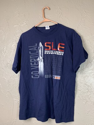 NASA Go Vertical Shirt Mens Blue Shuttle Launch Graduate 2010 Size Large