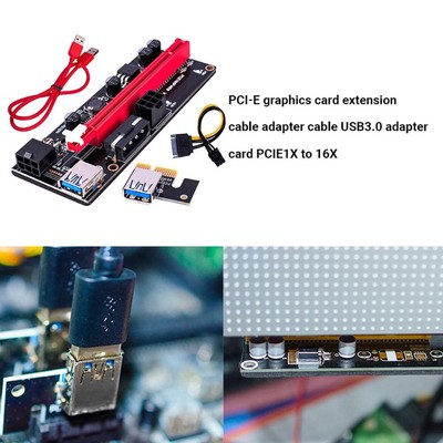PCI Express Riser Card USB 3.0 Cable PCI-E 1X to 16X Adapter for GPU Mining Deu