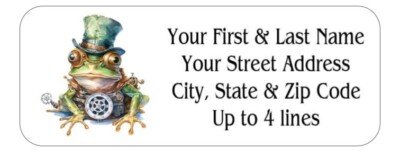 150 Steampunk Retro Frog Return Address Labels Personalized Printed  1 x 2 5/8