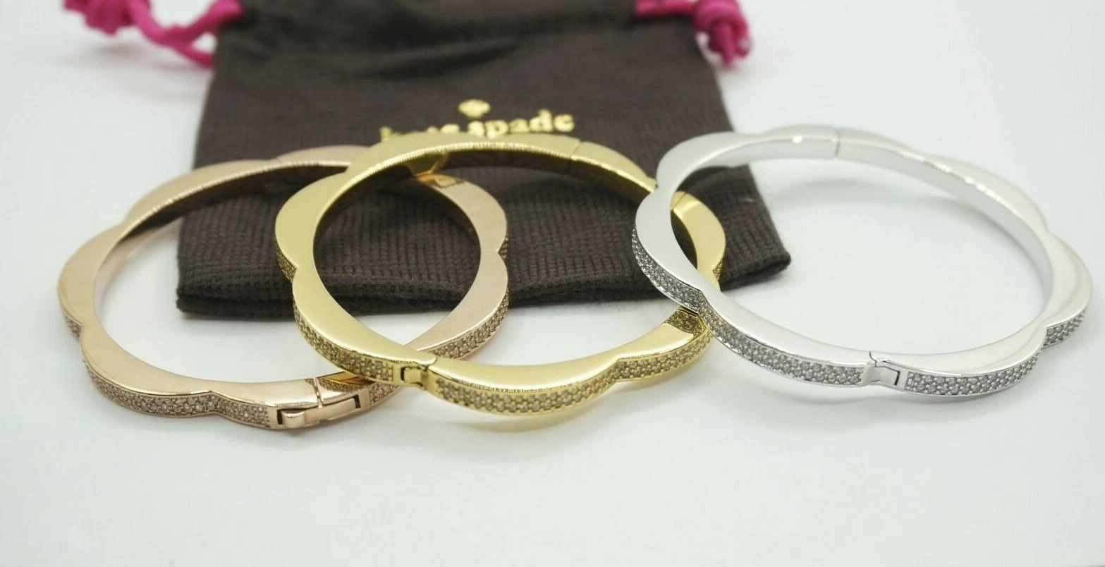 Bracciale Kate Spade con cerniera a fette di capesante pavè NUOVO IN BUSTINA