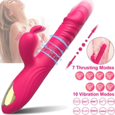 Beaded Thrusting Dildo Rabbit Vibrator Licking G-Spot Massager Sex Toy For Women