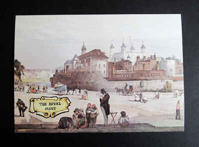 VINTAGE  6''x 4''  CANVAS STYLE ART CARD  LONDON MINT & THE TOWER  by THOMAS BOYS