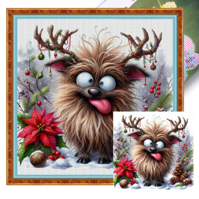 Vollständige Stickerei Eco-Cotton-Thread 18CT Printed Elch Cross Stitch Kit 30x3