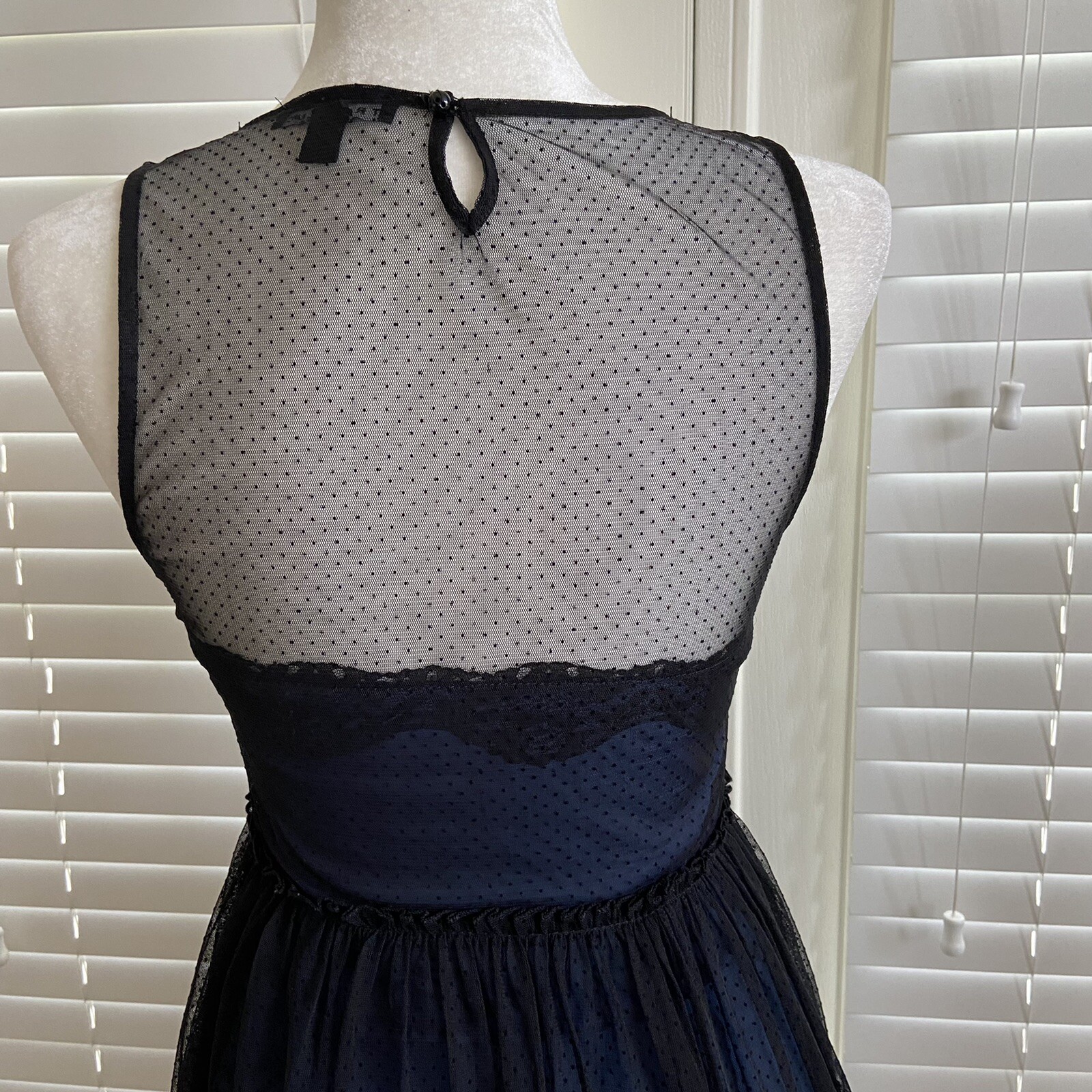 ZARA Trafaluc Mesh Layered A-Line Dress Women’s Small Blue Black Sleeveless thumbnail 8