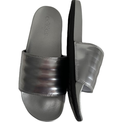 Womenâs Slides Size 11 Adidas ADILETTE COMFORT Silver Metallic Core Black | eBay