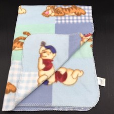 Disney Baby Blanket Winnie the Pooh Tigger Sleeping Patchwork Fleece Blue
