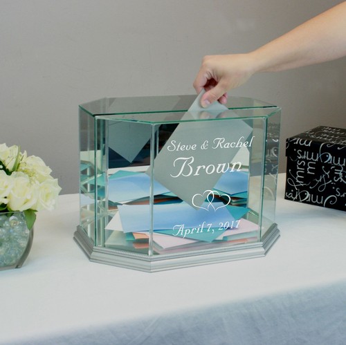 Personalisierte Glas Hochzeitskartenbox Geldkartenbox - kostenlose Gravur - Bild 9 von 14