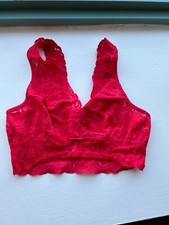 Vintage Red Lace Sheer Bralette Size M