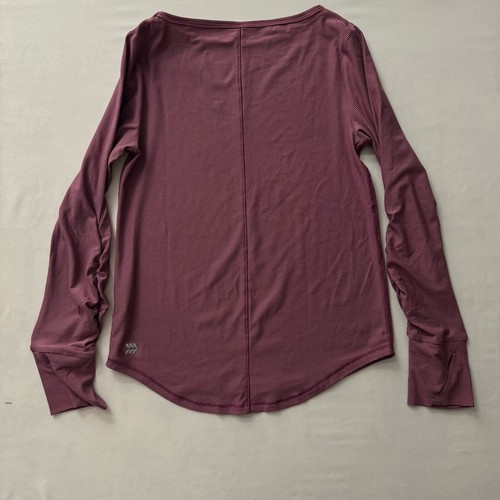 All In Motion LS T-Shirt Girls M 7/8 Purple Pink Thumb Holes Ruched Sleeves New - Picture 3 of 11