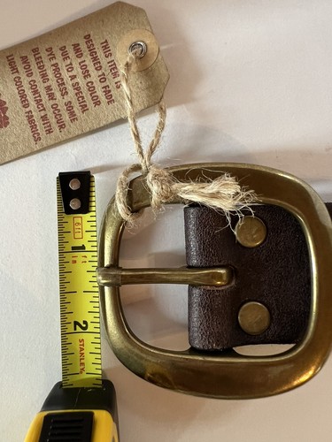 NWT Vintage 90s Y2k Lucky Brand patchwork leather belt brass buckle sz 32 boho - Picture 12 of 15