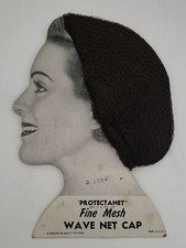 Hair Net Display with 30 original Fine Mesh nets Vintage