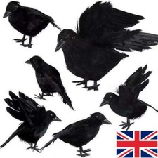 6PCS Black Lifesize Raven Movie Prop Fake Crow Halloween Hunting Decor Birds