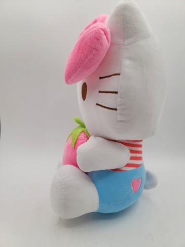 Juguete de peluche Sanrio Hello Kitty rosa fresa rayas rojas - Imagen 4 de 6
