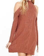 Express Women's Cold Shoulder Blush Pink Sweater Mini Dress Size XS NWT