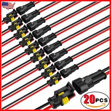 20X Car Waterproof Electrical Wire Cable Connector Male Female 2Pin Way Plug Kit
