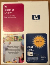 HP Banner Paper - 24lb for Inkjet Printers - Make your own Banners NEW SEALED