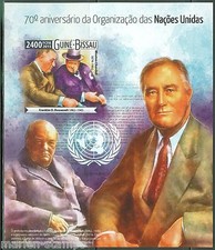 GUINEA BISSAU 70th ANN UNITED NATIONS WINSTON CHURCHILL FD ROOSEVELT S/s IMPERF