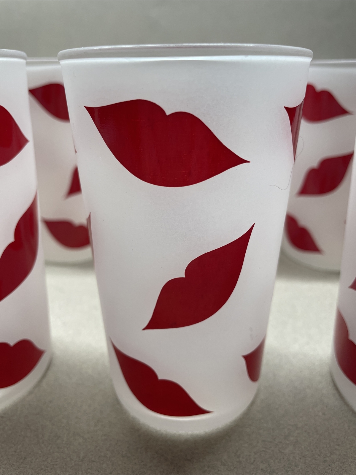 Magikist of Chicago Etched Frosted Red Kiss Lips Tumbler Set MCM Vintage eBay