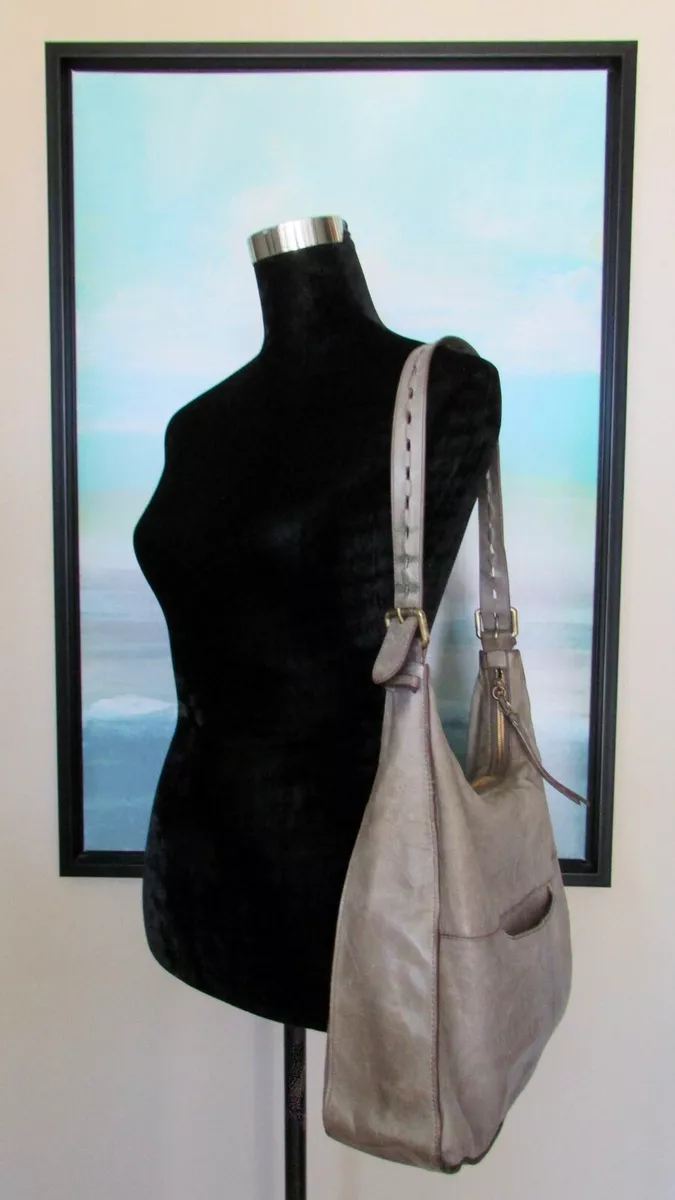 Gray leather hobo bag sale