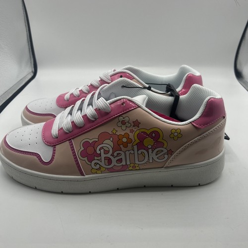 Barbie scarpe sneakers basse stringate donna taglia 10 rosa e fiori - Foto 3 di 9