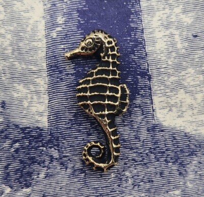 Harbour Lights Seahorse 14 Karat Gold Plated + Black Enamel Plated Lapel Pin