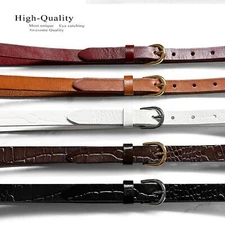 Women's Skinny Belts 100% One Piece Full Grain Genuine Leather Belt 3/4" wide