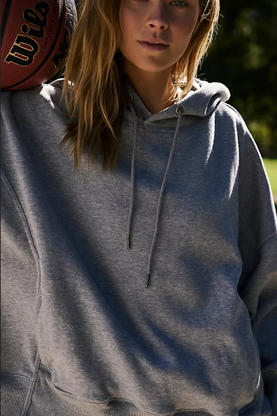 Free People Sprint To The Finish Hoodie Heather Grey Oversized