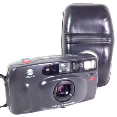 Minolta Riva Twin 28 28mm f4.0 & 40mm f5.6 Dual Objektiv **GETESTET & VOLL FUNKTIONSFÄHIG**
