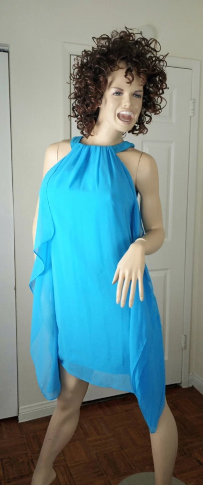 VESTIDO DE NOITE BADGLEY MISCHKA PARA CACHE, VESTIDO DE DAMA DE HONRA AZUL CELESTE TAMANHO 4/S-M - Imagem 2 de 4