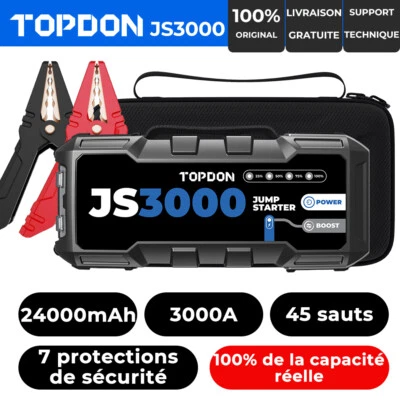 TOPDON JS3000 24000mAh  Booster de démarrage pour voiture Powerbank Jump Starter - Photo 1/4