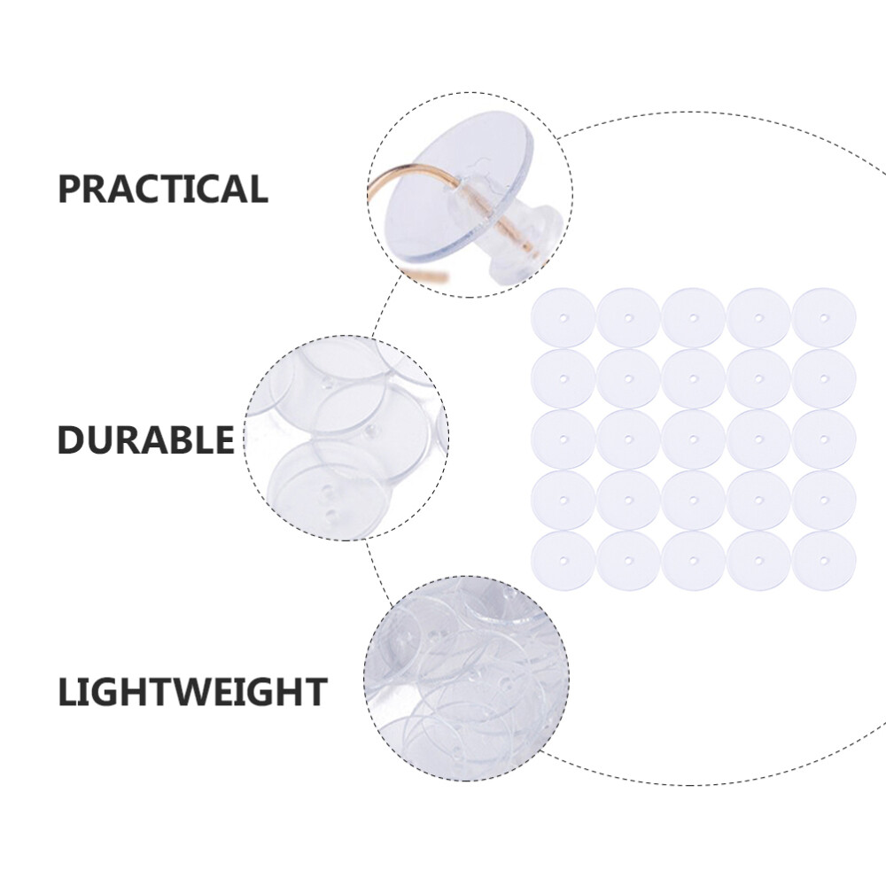 100pcs earring back pads plastic clear earring backs plastic disc pads