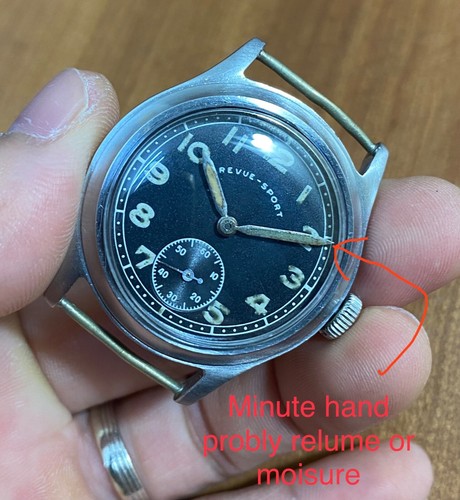 vintage Revue Sport DH Germany Military Army Watch Cal 59 Fixed Spring Bars - Picture 7 of 19