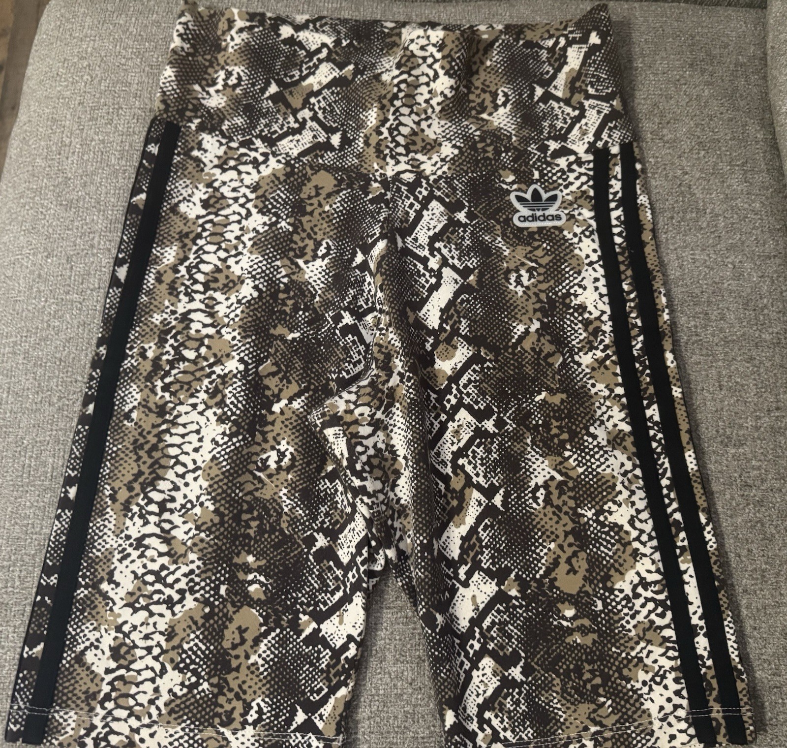 adidas python print striped athletic biker shorts… - image 1