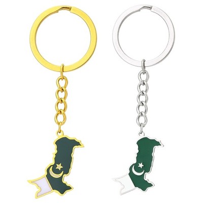 Portable Key Rings Pakistan Flag Keychain Map Pendant Keyring for Backpack Purse