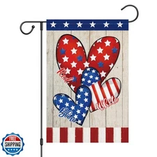 Wodison 4th of July Garden Flag 12x18 Inch Double Sided Outside, Small Yard F