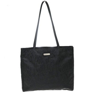 ETRO Paisley Pattern Shoulder Tote Bag Nylon Leather Black SHW Italy 08MA753