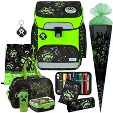 Space Robot - Pixel - EasyFit Glow Schulranzen-Set 9tlg.mit Tüte und Sporttasche