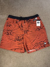 NWT REEF Mens Size L Large Swim Trunks Orange Black 17  Outseam