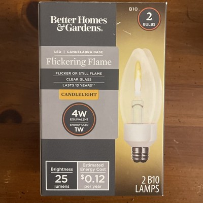 LED Flame Flickering Bulbs E12 Base B10 Candle Light Bulbs 2 Pack Energy Saving