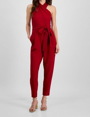 Rachel Roy Women's Red Harland Scuba Crepe Jumpsuit Dress Size: L