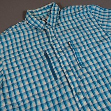 Ariattek Mens Short Sleeve Plaid Button Up Shirt Heat Series Blue White Size XL